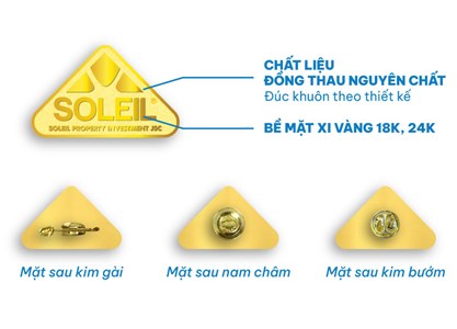 Huy hiệu đeo áo đồng đúc mạ vàng